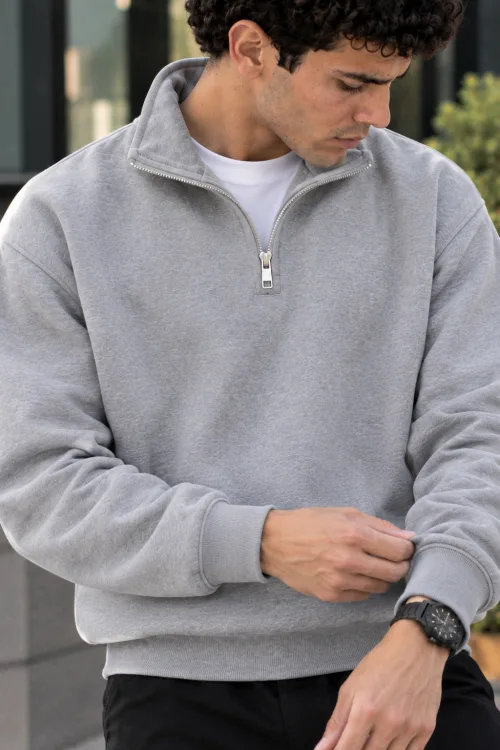 Gray Quarter-Zip Sweatshirt 2
