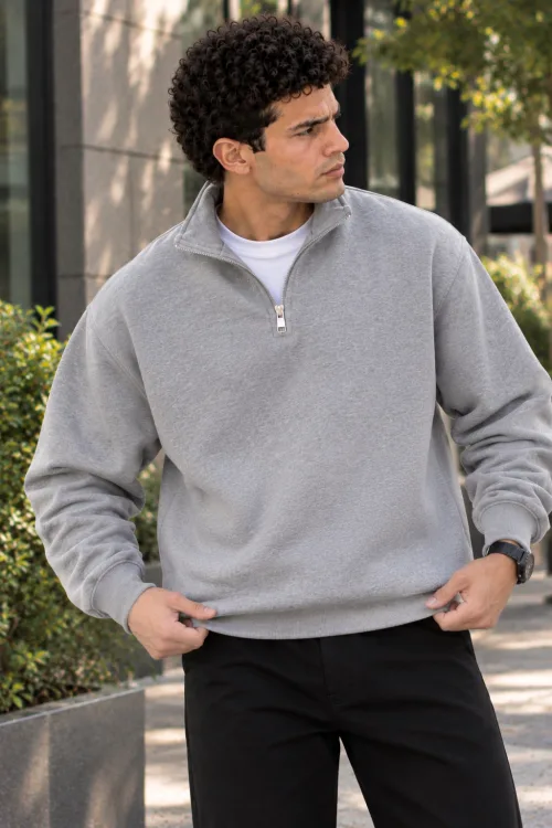 Gray Quarter-Zip Sweatshirt 3