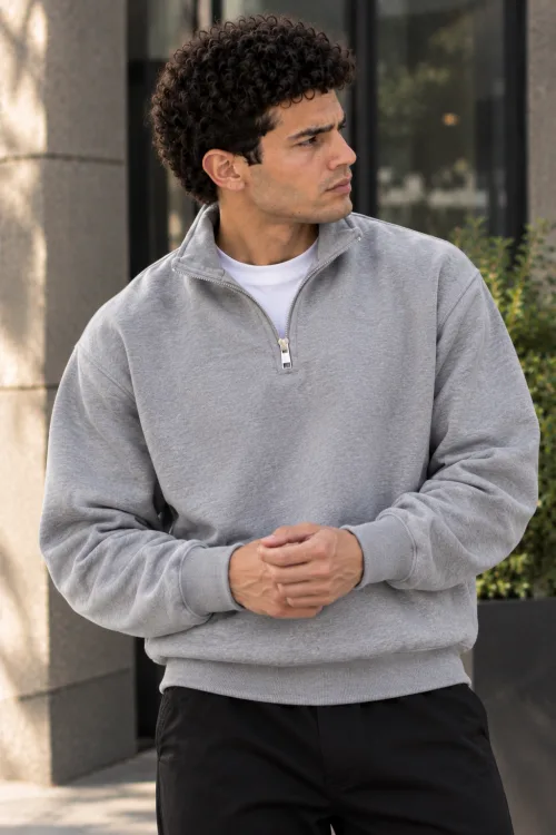 Gray Quarter-Zip Sweatshirt 4