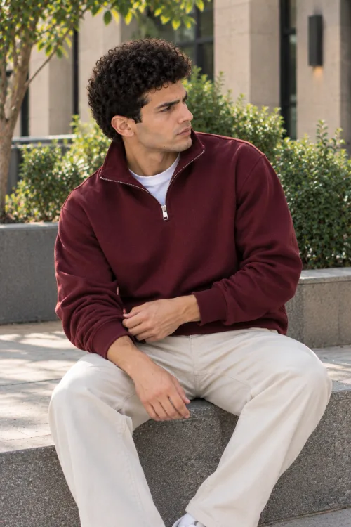 Burgundy Quarter-Zip Sweatshirt 3