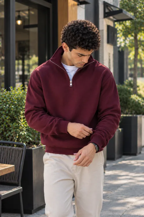  Burgundy Quarter-Zip Sweatshirt 4
