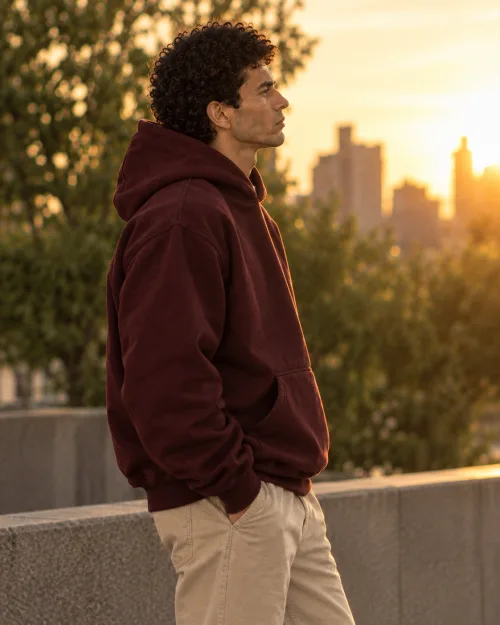 Burgundy relaxed fit Hoodie 2