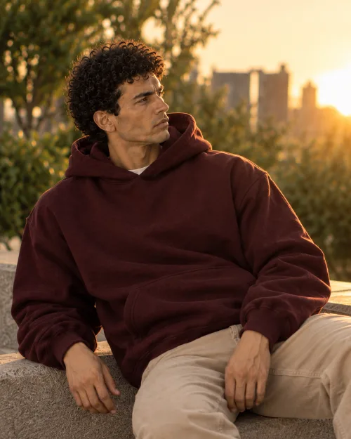 Burgundy relaxed fit Hoodie 3