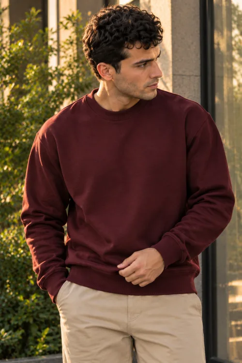 Burgundy relaxed fit round 2