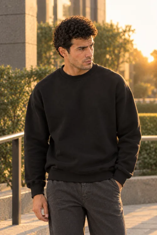 Black relaxed fit round 3