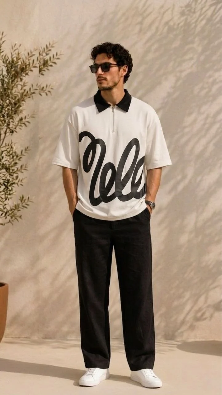 White Oversized Polo T-Shirt 4
