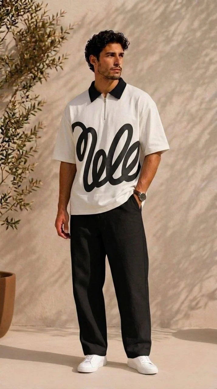 White Oversized Polo T-Shirt 2