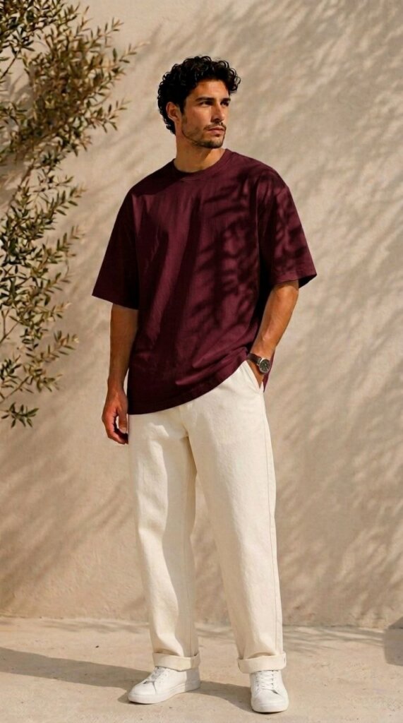 Burgundy Oversized Tee 5