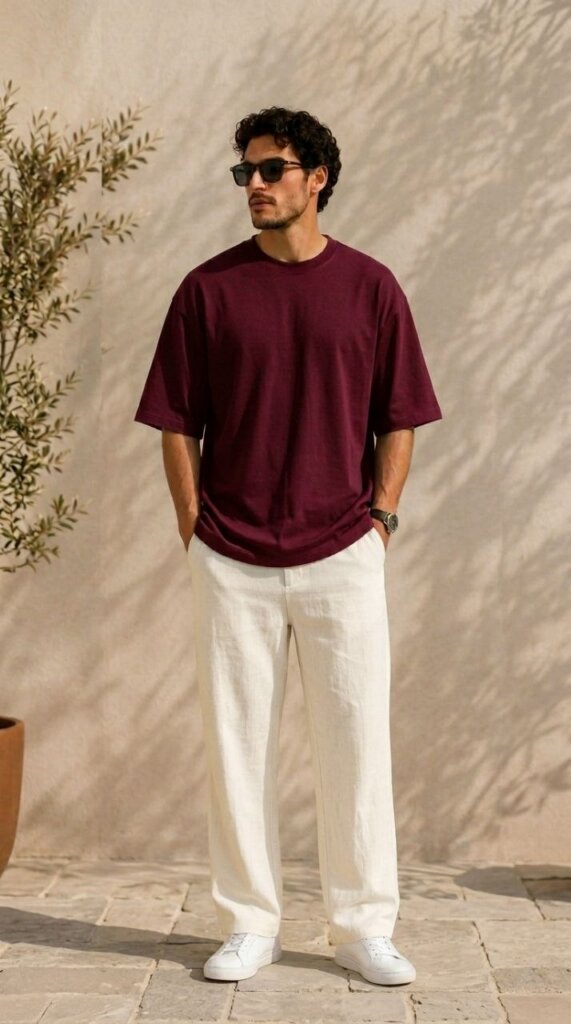 Burgundy Oversized Tee 3