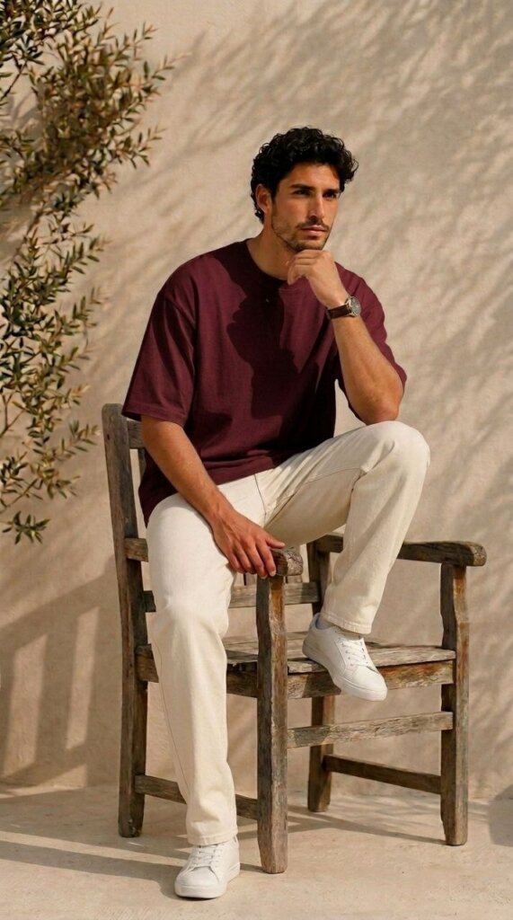 Burgundy Oversized Tee 4