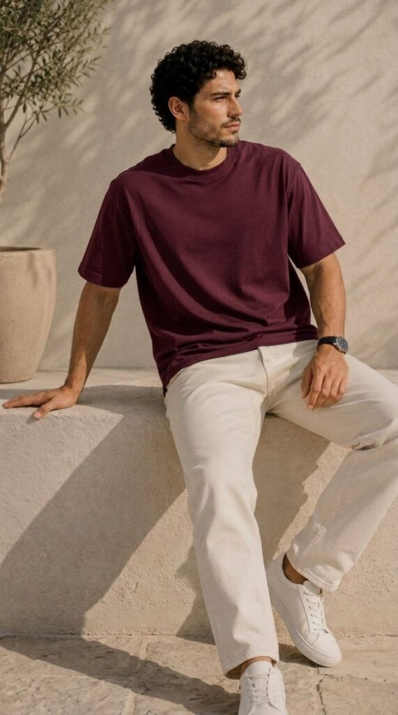 Burgundy Oversized Tee 6