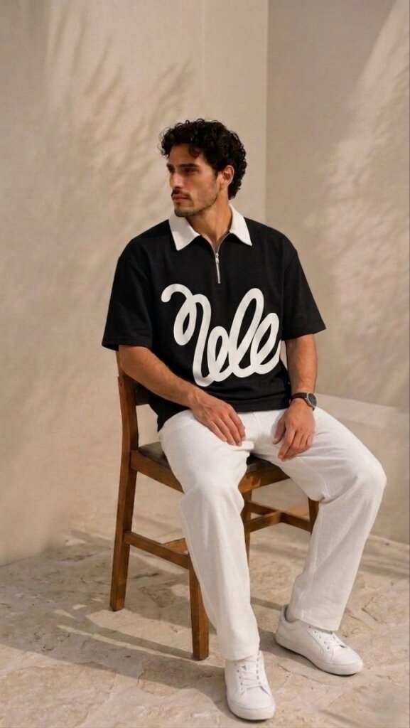 Black Oversized Polo T-Shirt 1