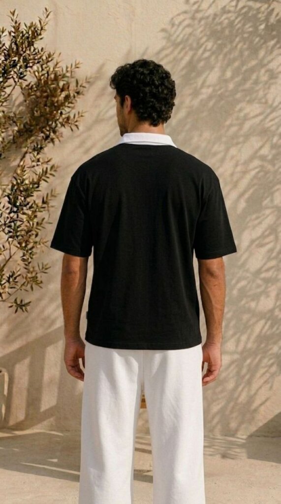 Black Oversized Polo T-Shirt 3