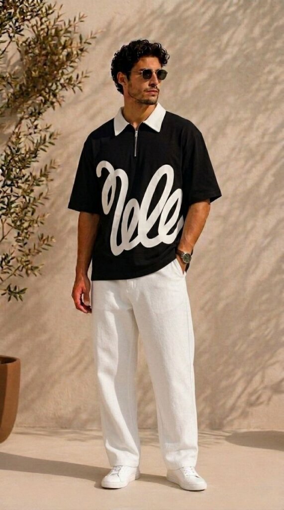 Black Oversized Polo T-Shirt 4