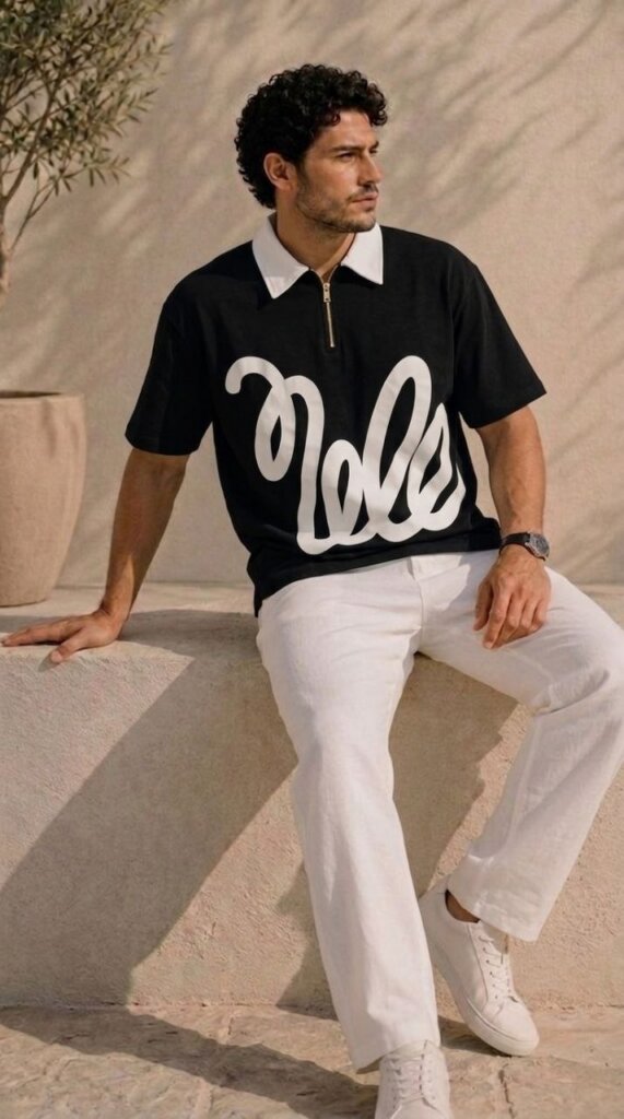 Black Oversized Polo T-Shirt 5