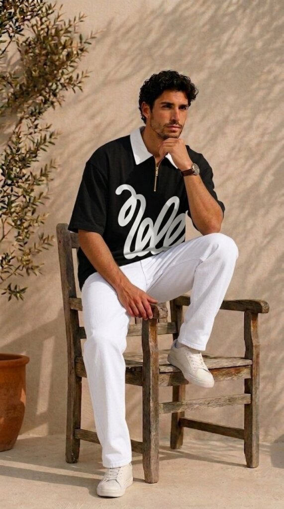 Black Oversized Polo T-Shirt 6