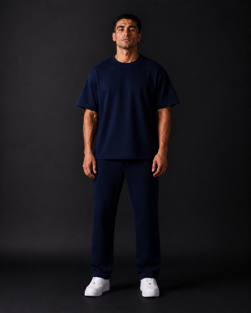 Navy Interlock Oversized Suit 1