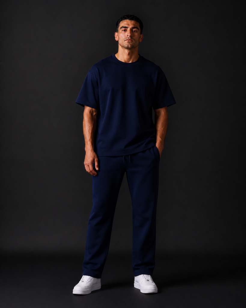 Navy Interlock Oversized Suit 2