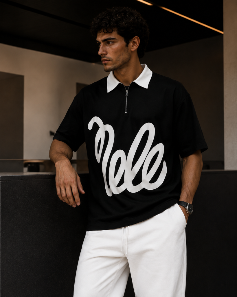 Black Oversized Polo T-Shirt 2
