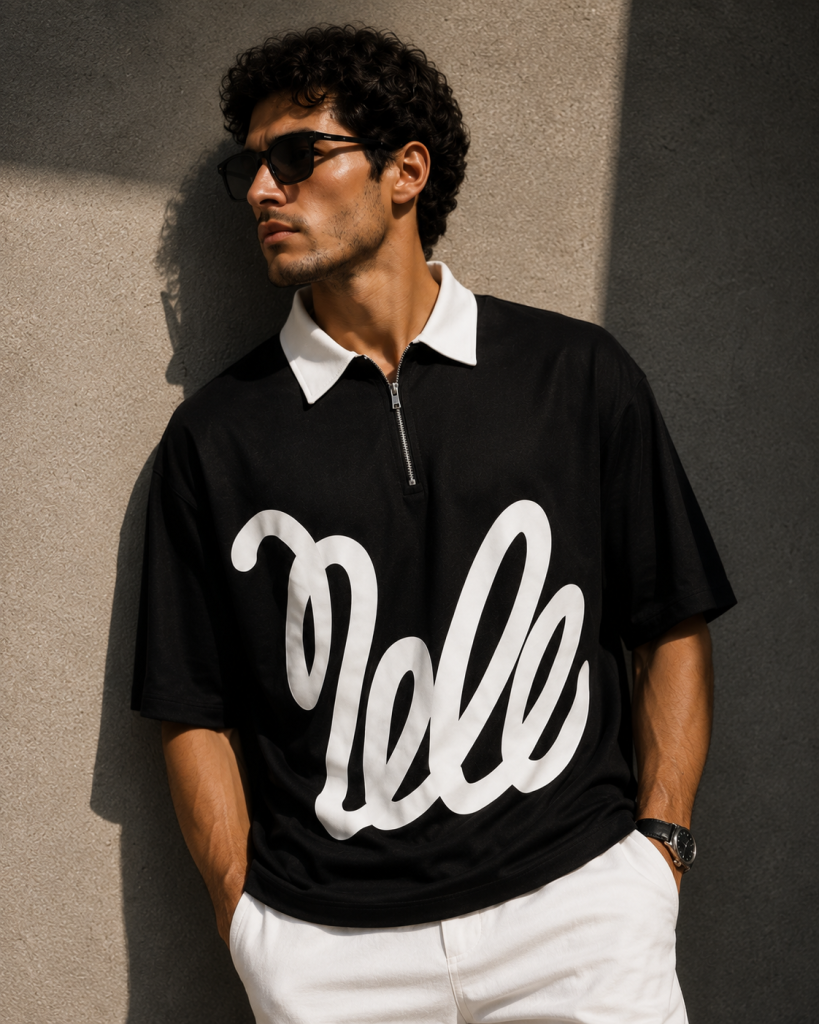 Black Oversized Polo T-Shirt 3