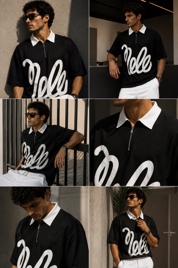 Black Oversized Polo T-Shirt 4