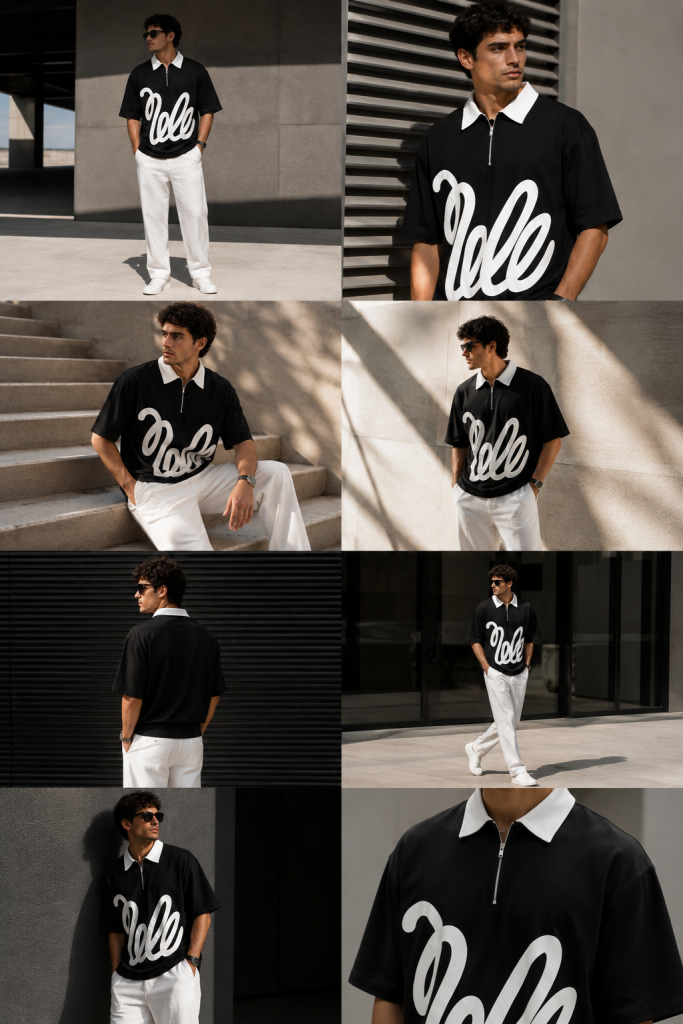 Black Oversized Polo T-Shirt 5